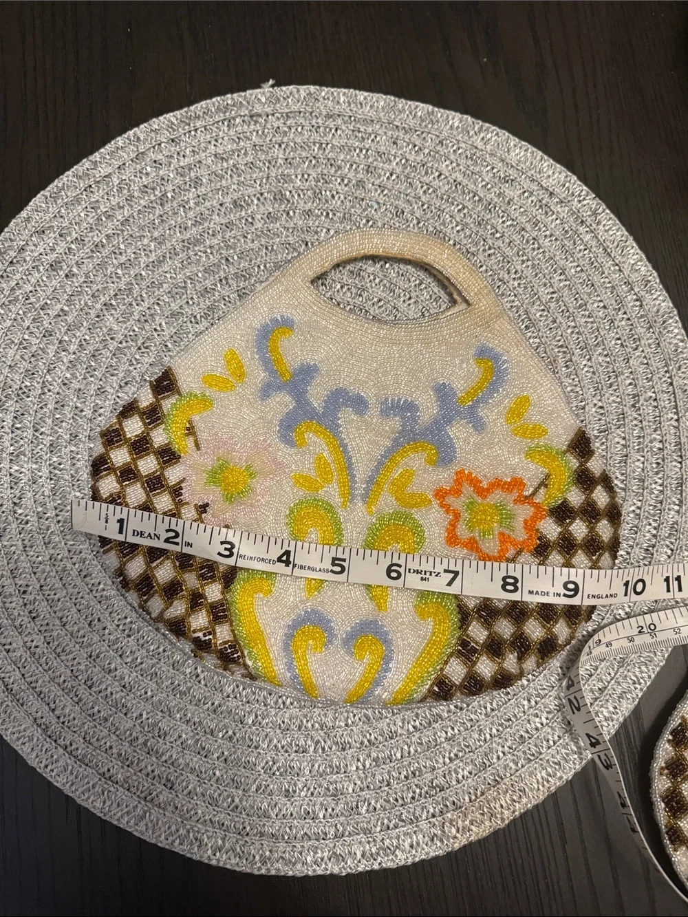 Beaded Floral Pattern Women’s Handbag - White, Yellow & Orange